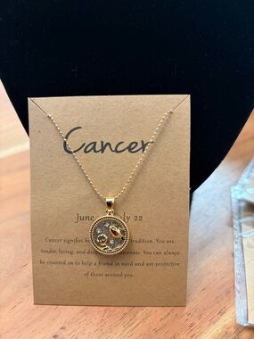 Gold Cancer Zodiac Pendant Necklace - Elegant Astrological Jewelry